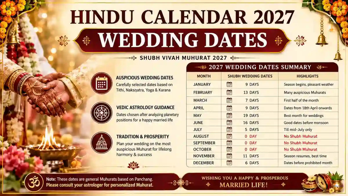 Hindu Calendar 2027 Wedding Dates: Complete Month-Wise Vivah Muhurat List